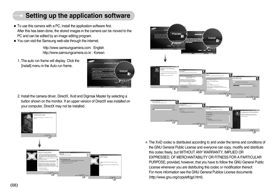 Samsung S830 user manual Setting up the application software 