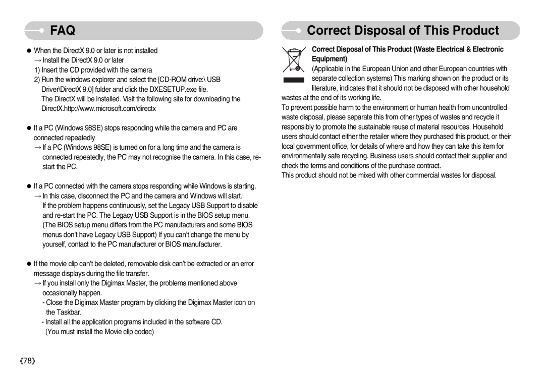 Samsung S830 user manual Correct Disposal of This Product 