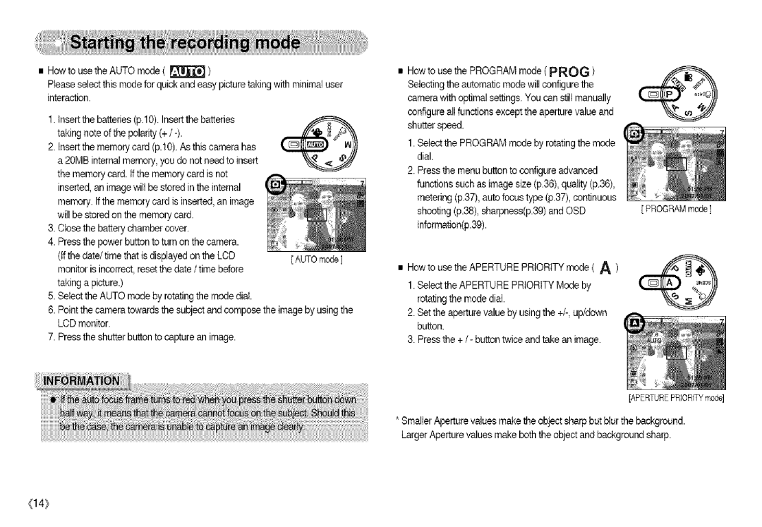 Samsung S850 manual APERTUREPRIORITYmode 