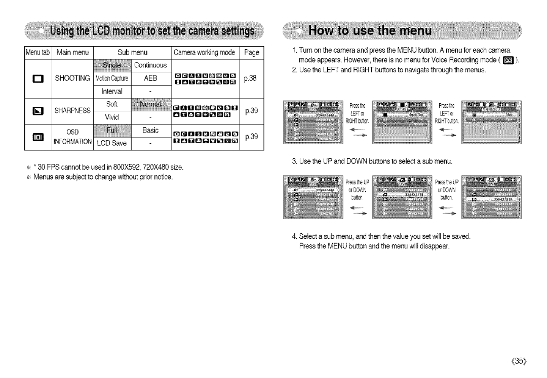 Samsung S850 manual Shooting, Osd, Information 