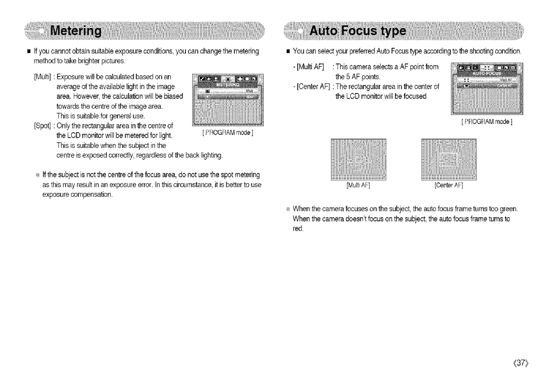 Samsung S850 manual Program mode 