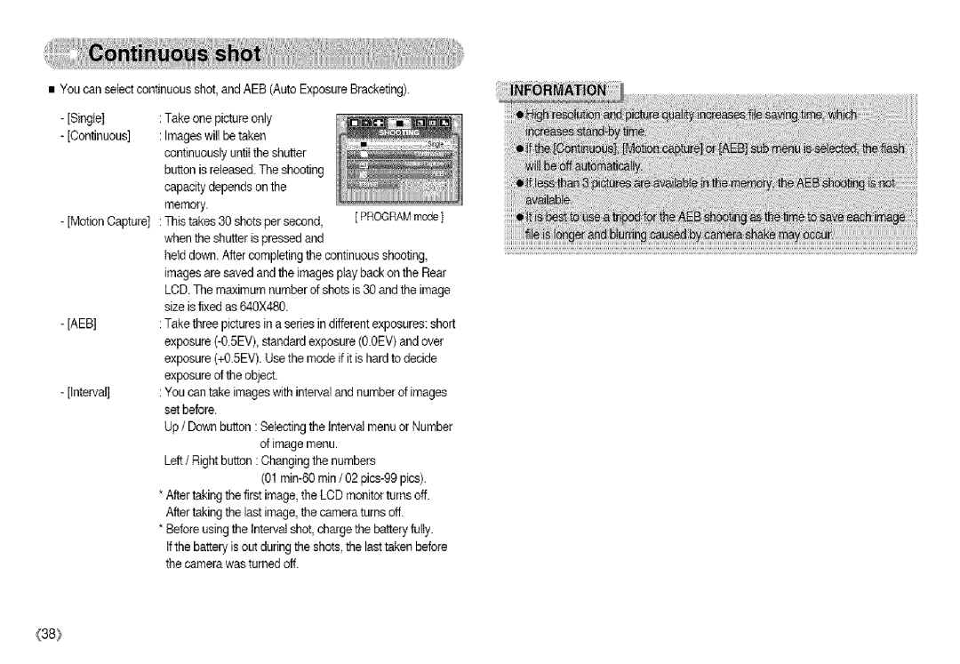 Samsung S850 manual Program mode 