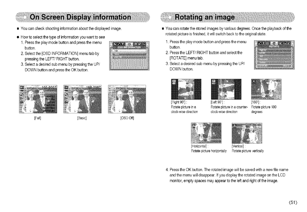 Samsung S850 manual Right Left 180 Rotate picture in a 