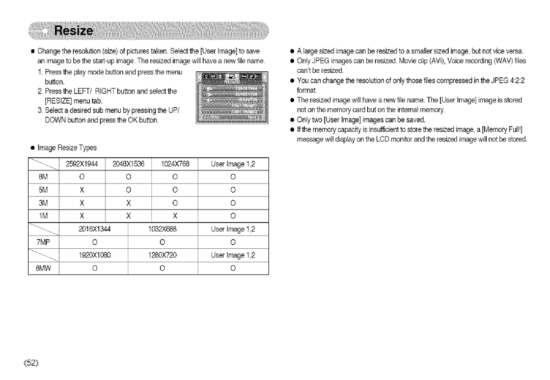 Samsung S850 manual 7MP, 6MW 