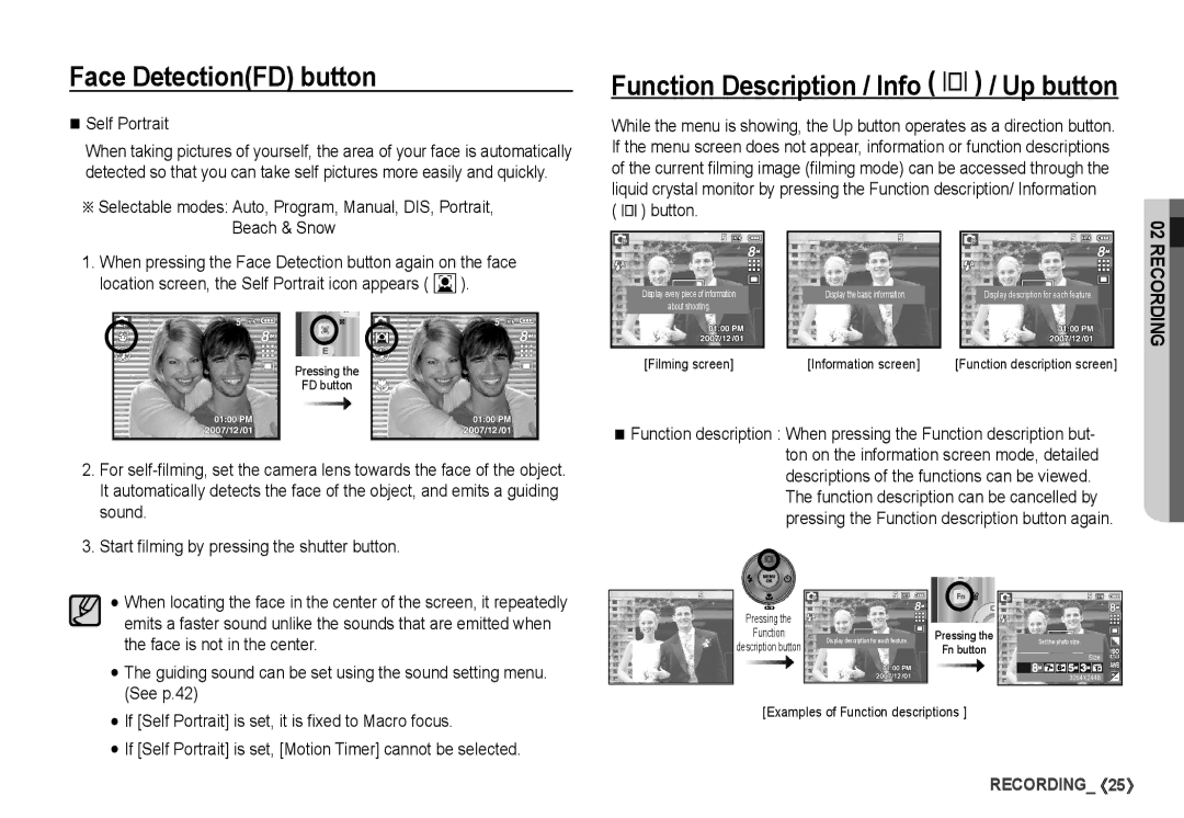 Samsung S860 manual Function Description / Info î / Up button, Button 