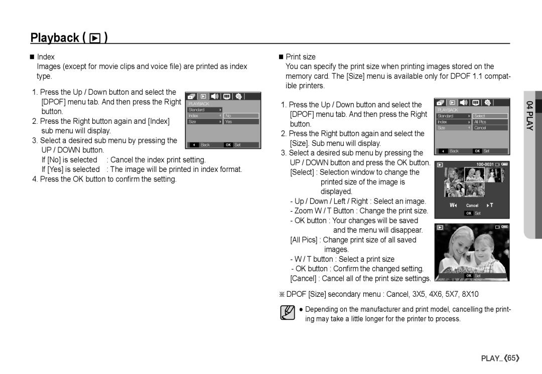 Samsung S860 manual Sub menu will display, If No is selected, Printed size of the image is displayed 