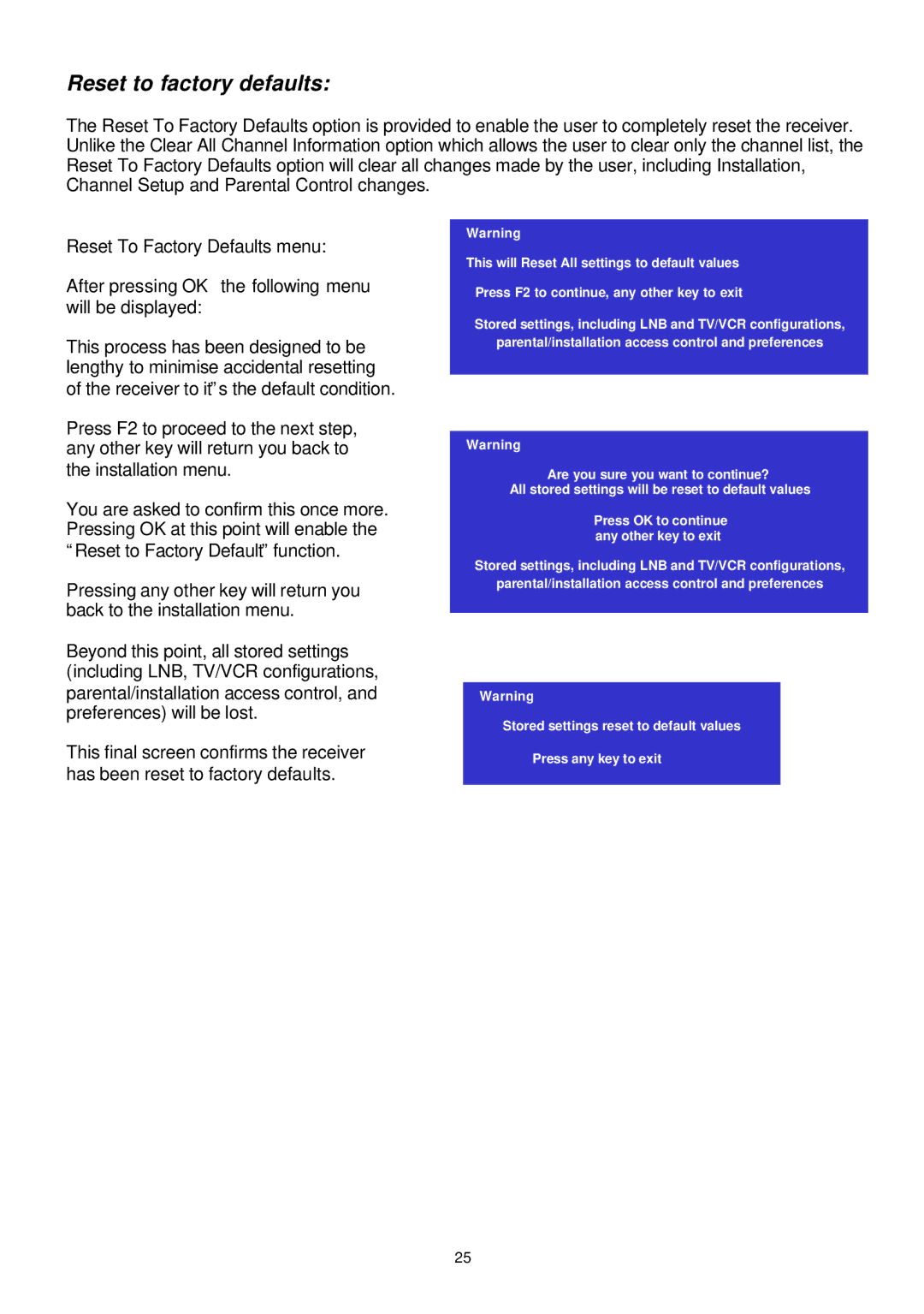 Samsung SADPCI-202 instruction manual Reset to factory defaults 