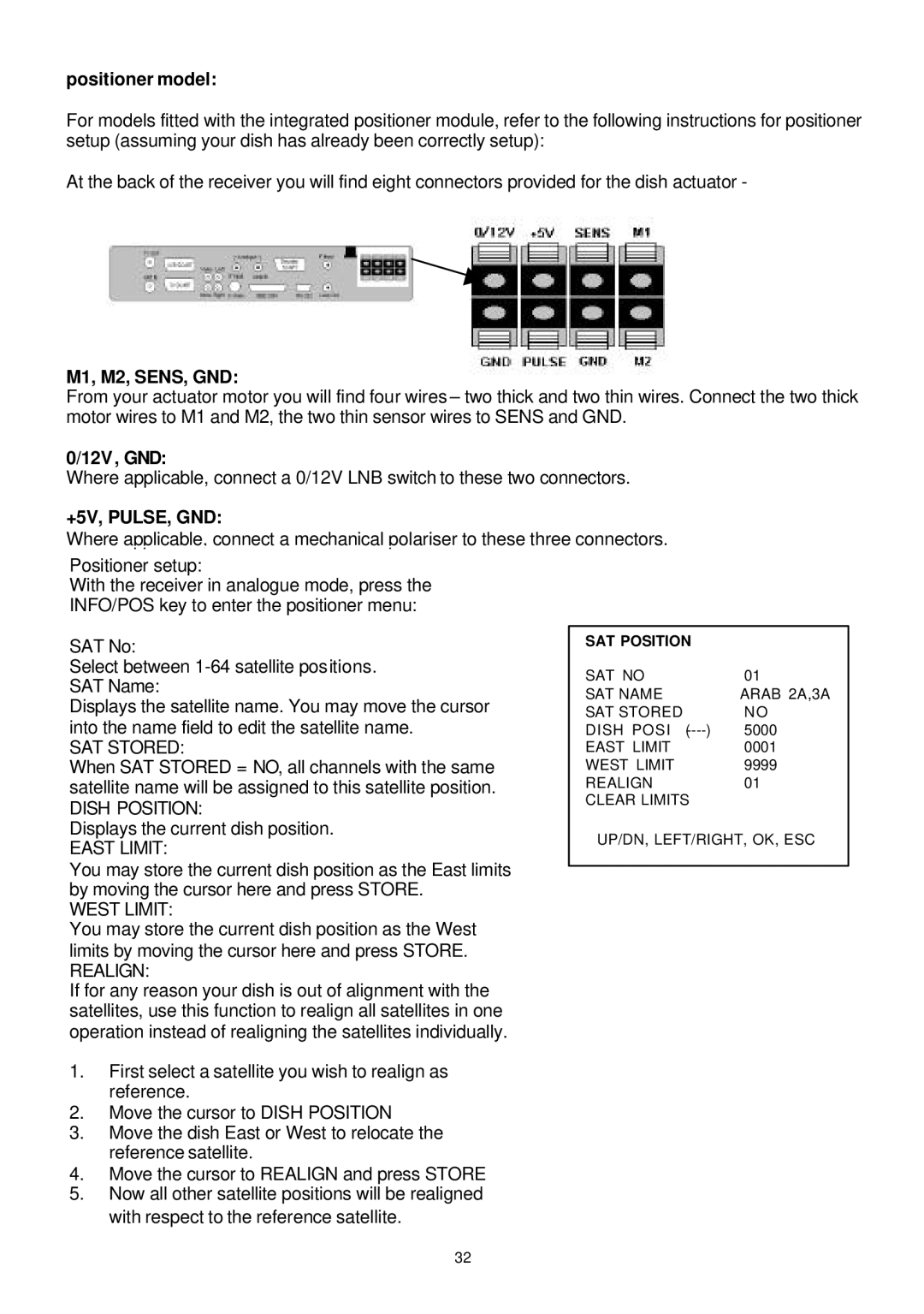 Samsung SADPCI-202 instruction manual Positioner model, M1, M2, SENS, GND, 12V, GND 