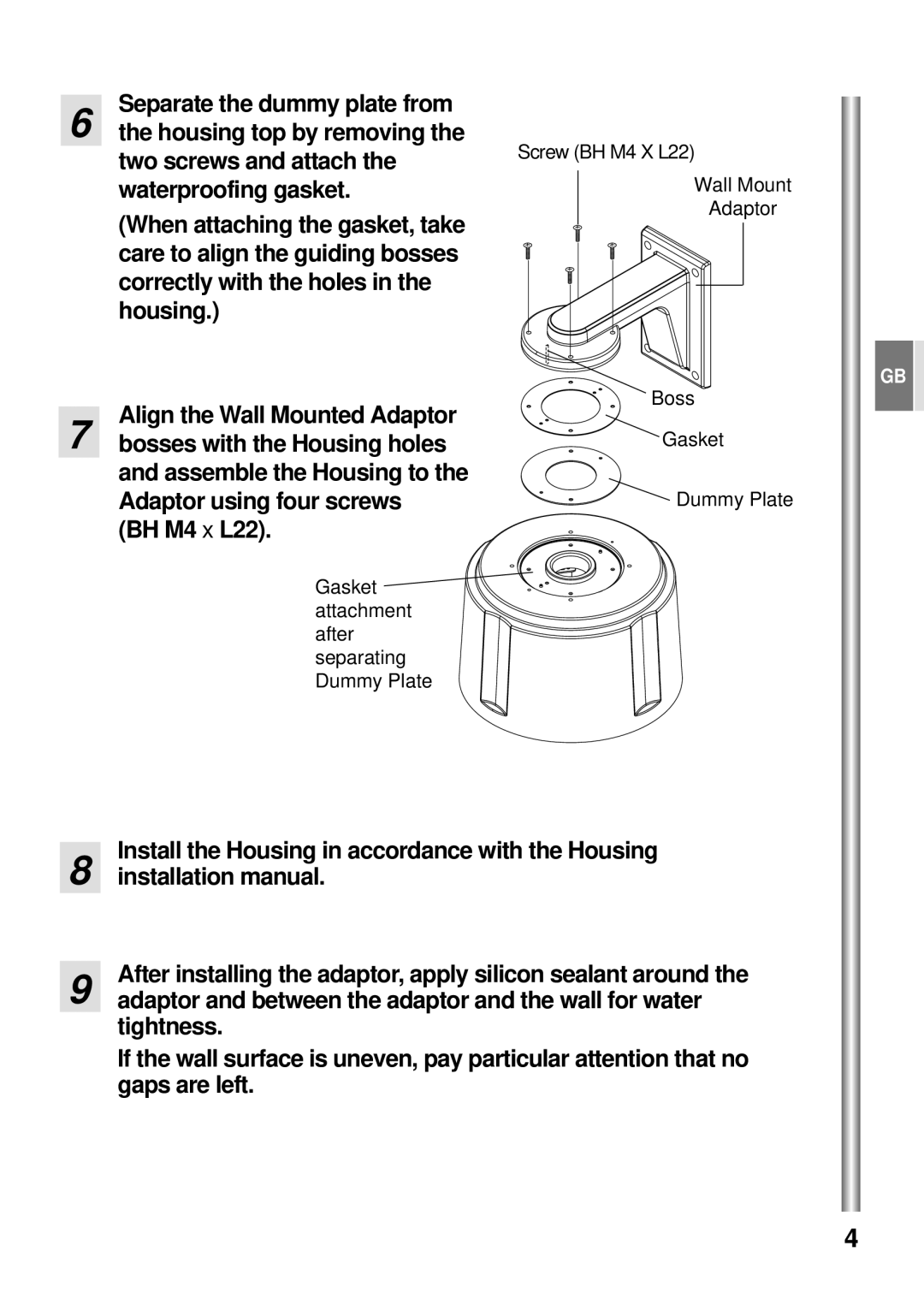 Samsung SADT-101WM Install the Housing in accordance with the Housing, Installation manual 