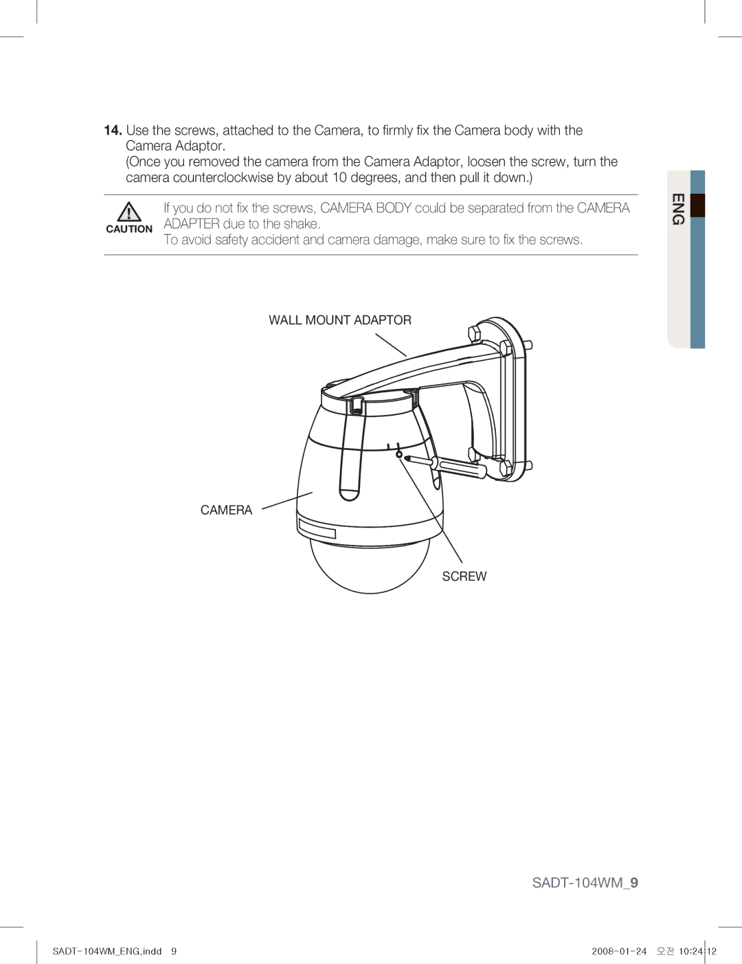 Samsung SADT-104WM manual Wall Mount Adaptor 