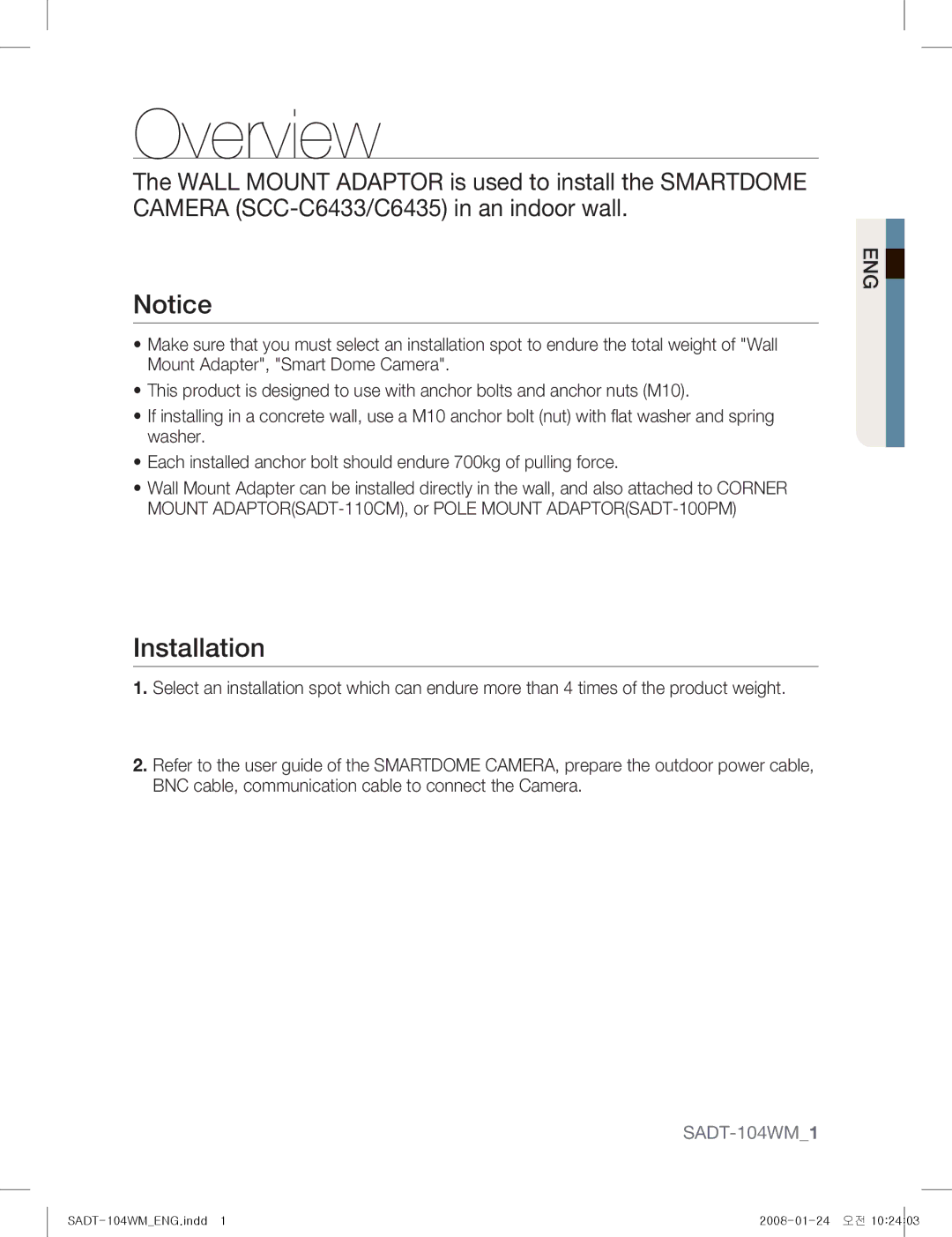 Samsung SADT-104WM manual Overview 