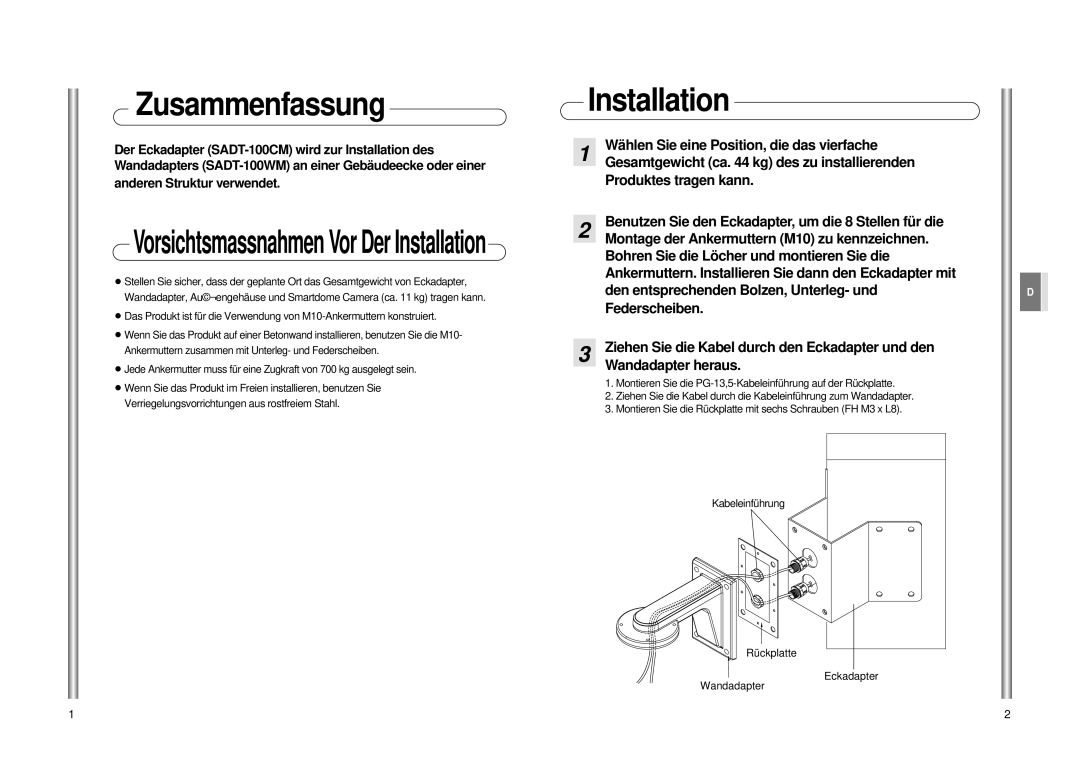 Samsung Sadt-110cm installation manual Zusammenfassung 