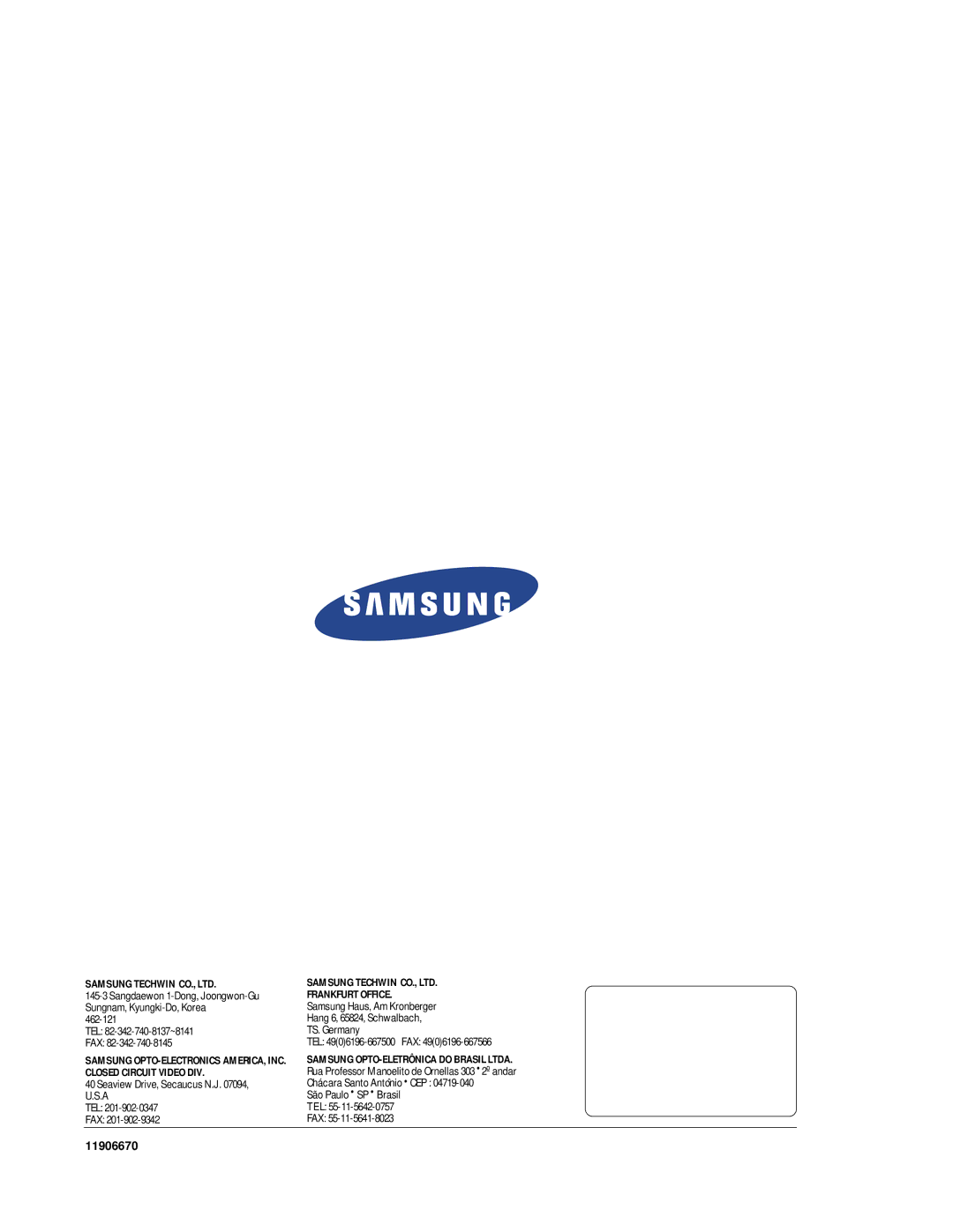 Samsung SAM-14MV manual Frankfurt Office 