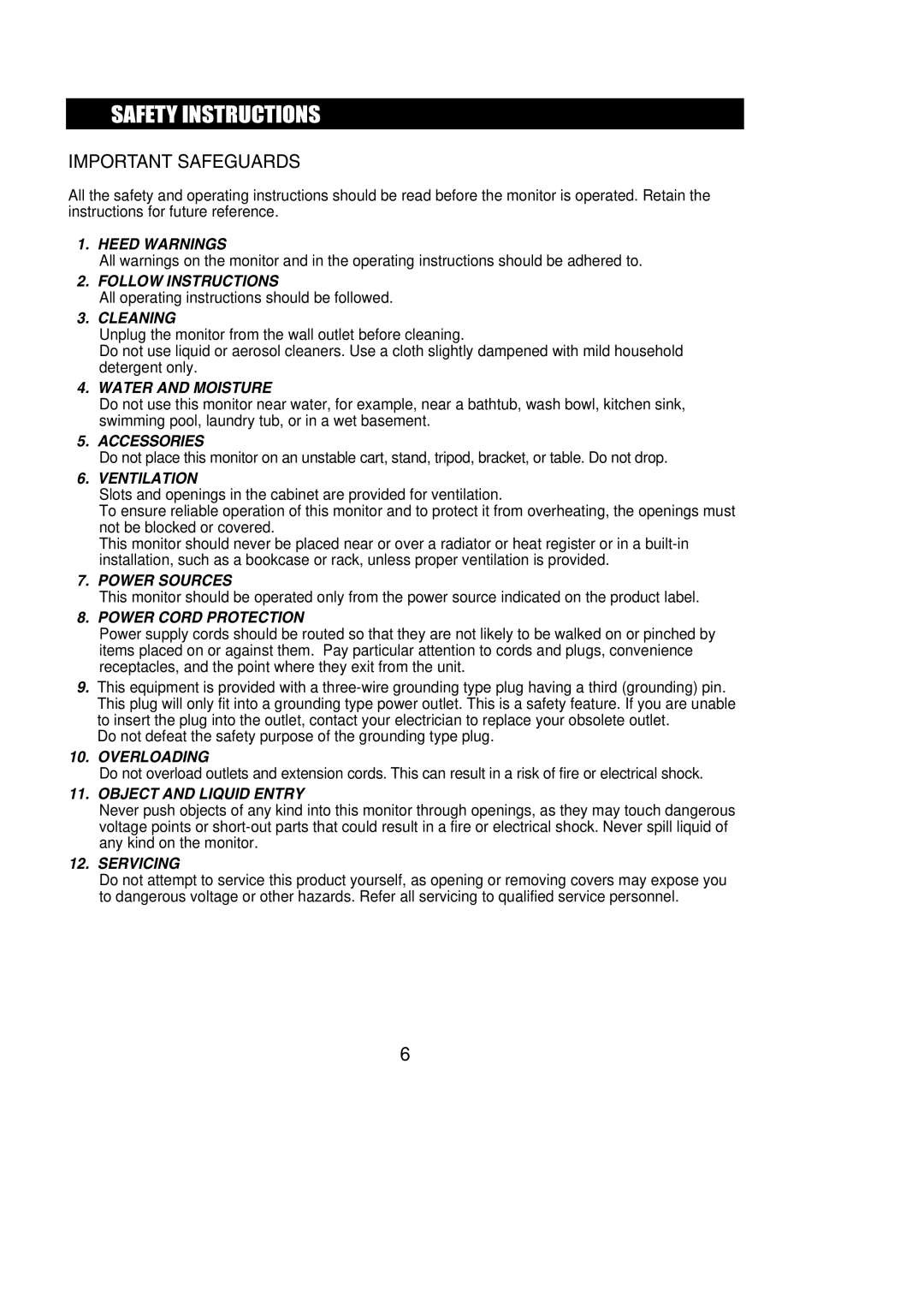 Samsung SAM-21M manual Safety Instructions 