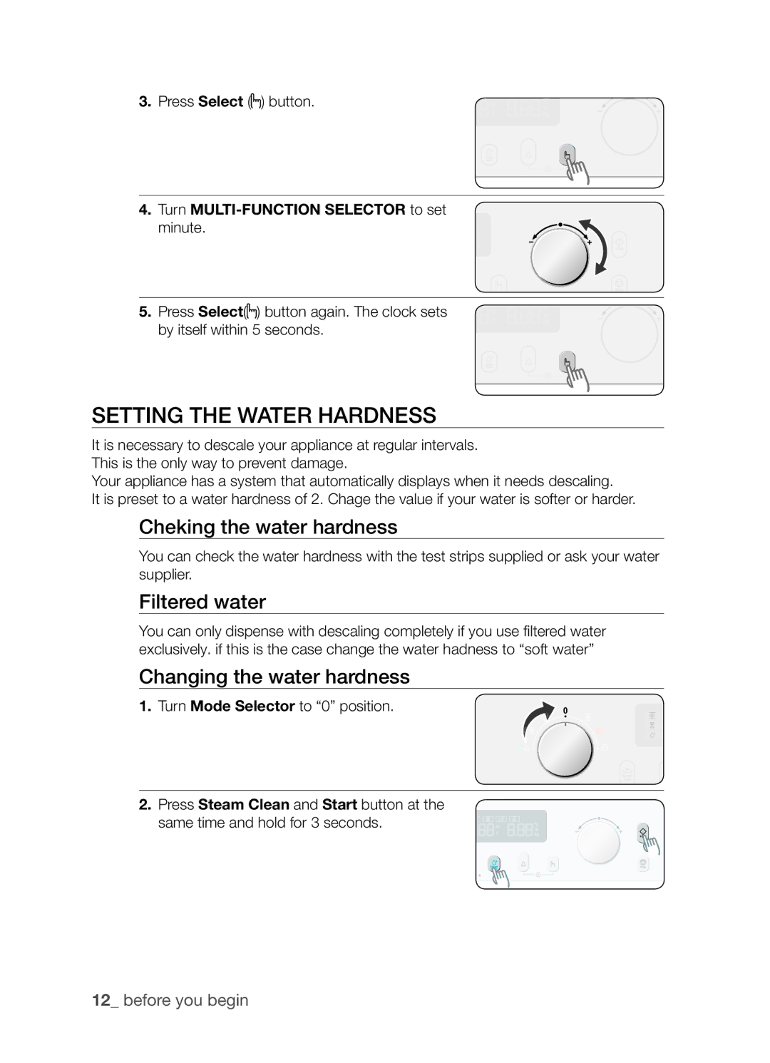 Samsung SAMI7/HAC Setting the water hardness, Cheking the water hardness, Filtered water, Changing the water hardness 