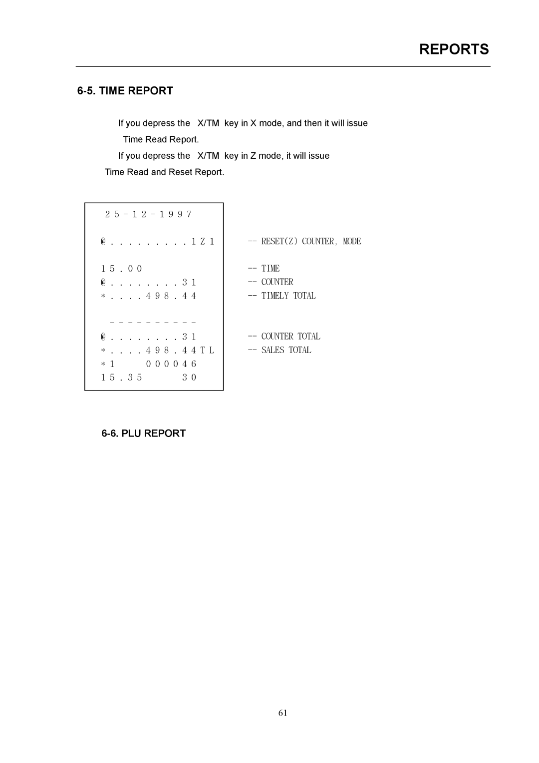 Samsung SAMSUNG ELECTRONIC CASH REGISTER, ER-290 manual Time Report 