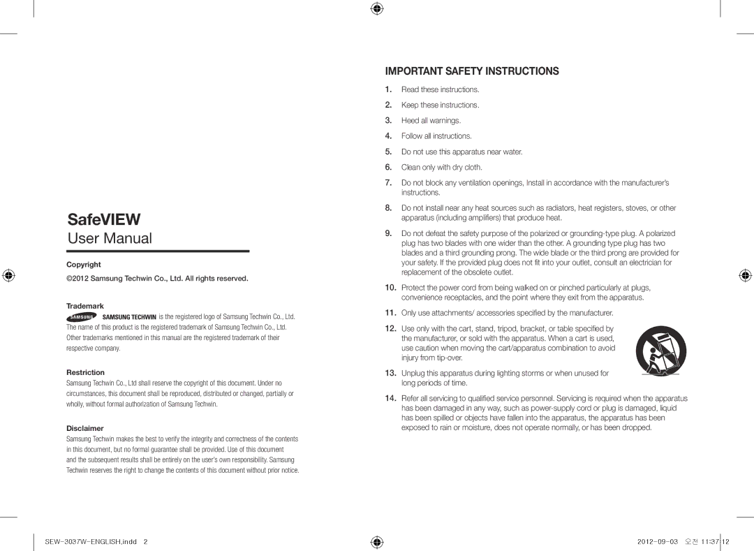 Samsung samsung techwin, sew-3037w warranty SafeVIEW 