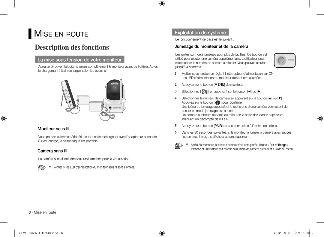 Samsung samsung techwin warranty Description des fonctions, La mise sous tension de votre moniteur, Exploitation du système 