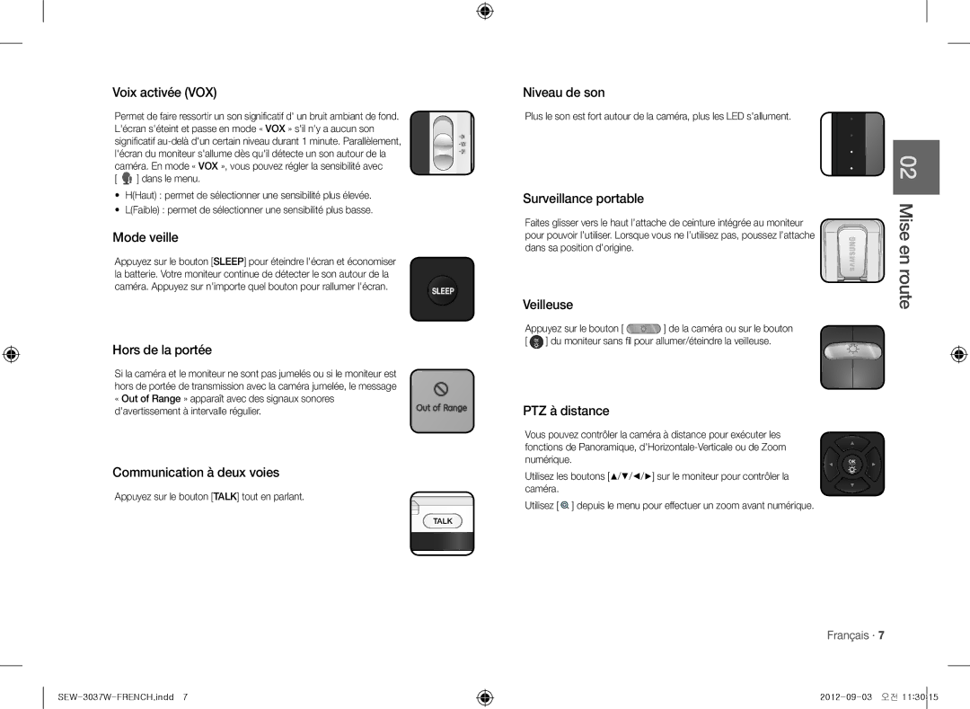 Samsung sew-3037w, samsung techwin warranty Mise en route 