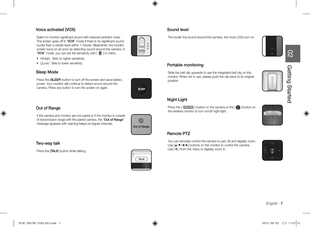 Samsung sew-3037w, samsung techwin warranty Getting Started 