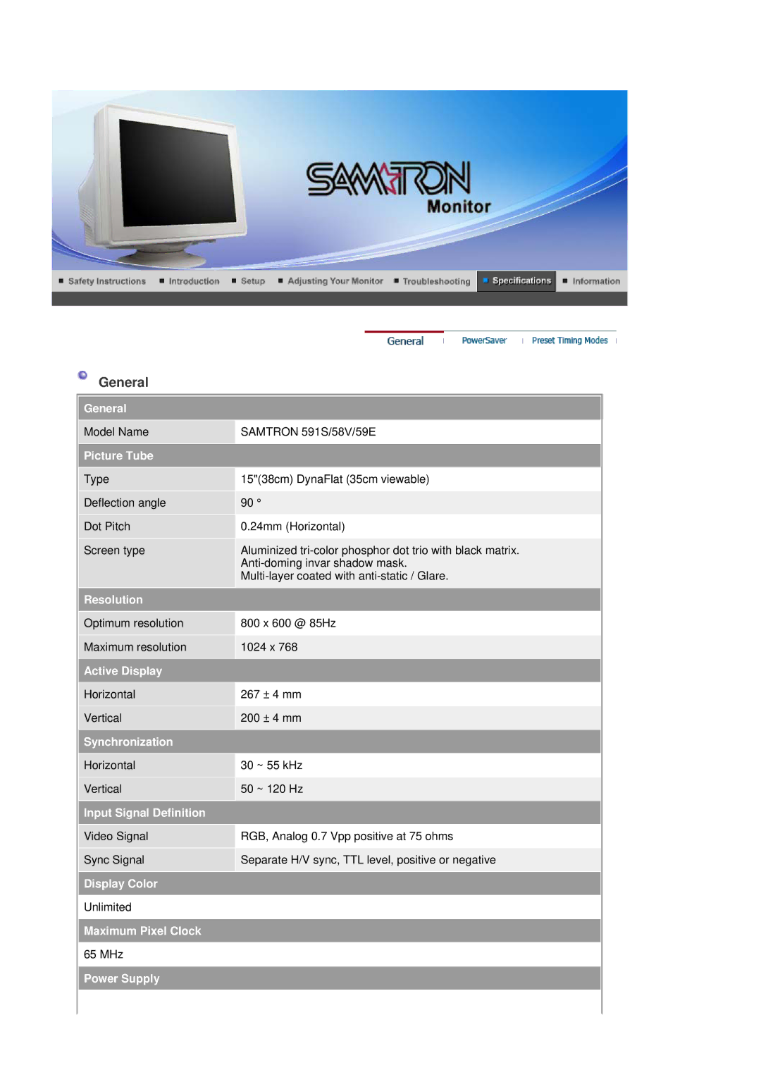 Samsung SAMTRON 98DF, SAMTRON 78BDF, SAMTRON 78E, SAMTRON 591S, SAMTRON 58V, SAMTRON 59E manual General 