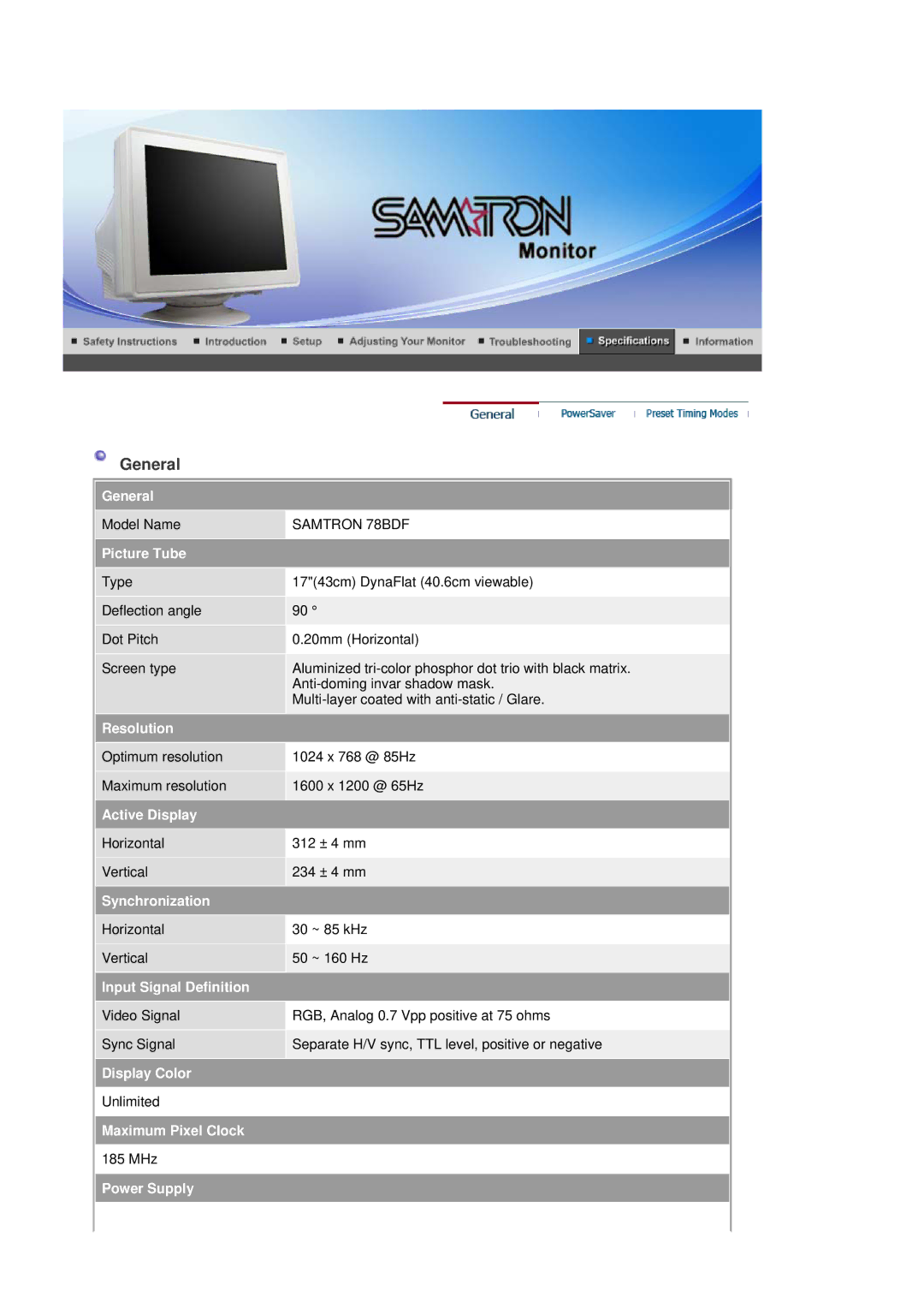 Samsung SAMTRON 78E, SAMTRON 78BDF, SAMTRON 591S, SAMTRON 58V, SAMTRON 98DF, SAMTRON 59E manual Samtron 78BDF 