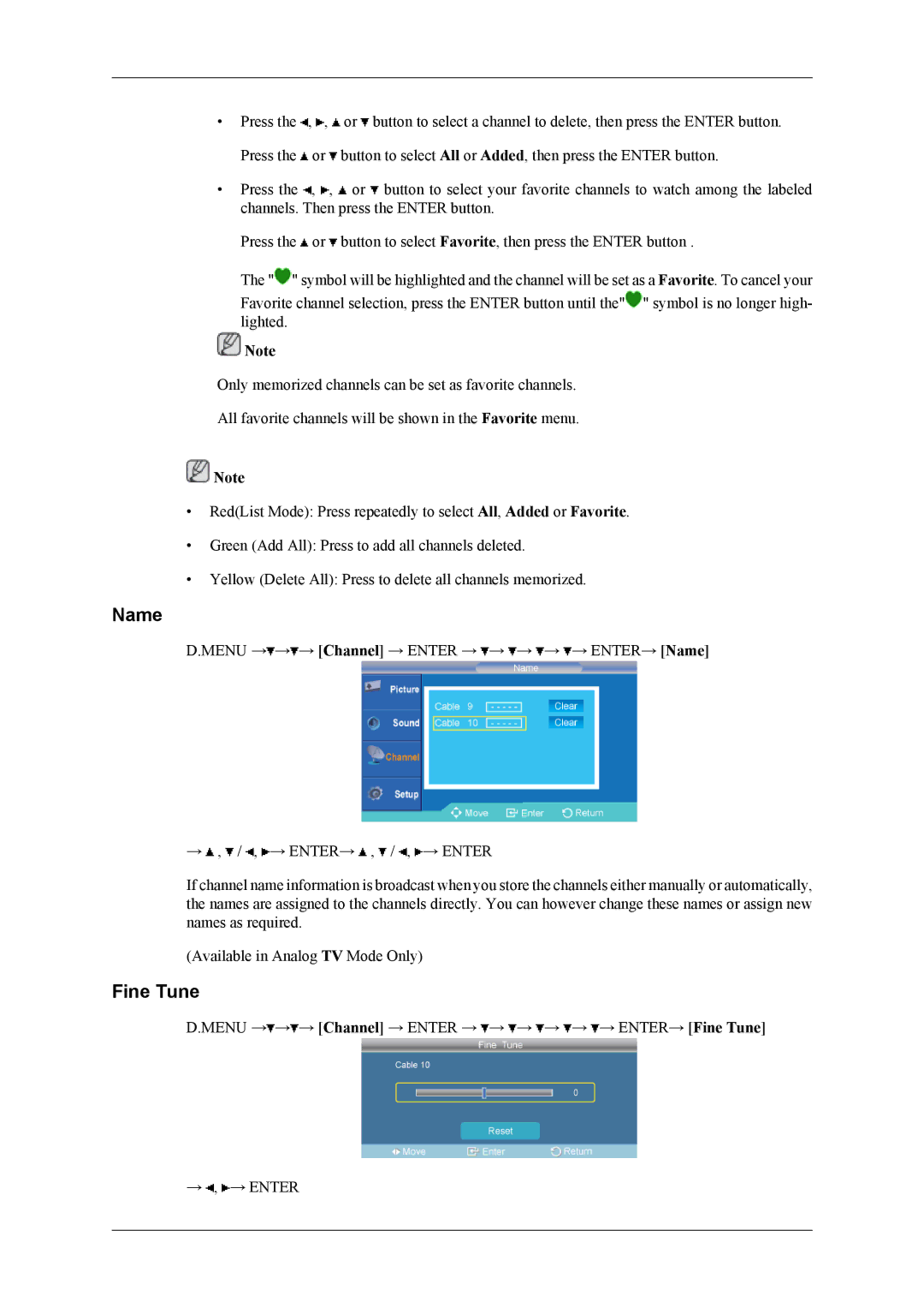 Samsung SBB-DT user manual Name, Fine Tune 