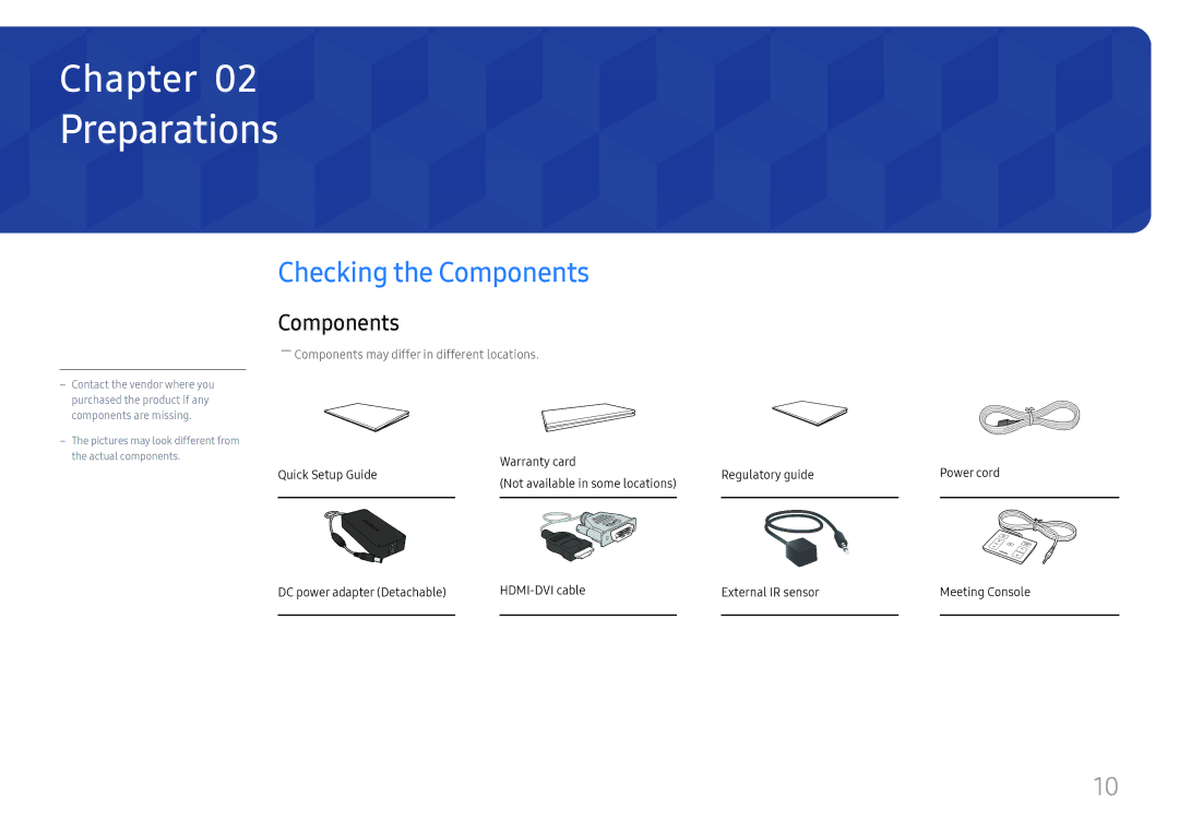 Samsung SBB-MT12EA/EN manual Preparations, Checking the Components 