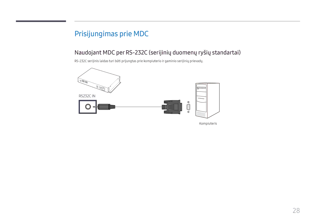 Samsung SBB-MT12EA/EN manual Prisijungimas prie MDC, Kompiuteris 