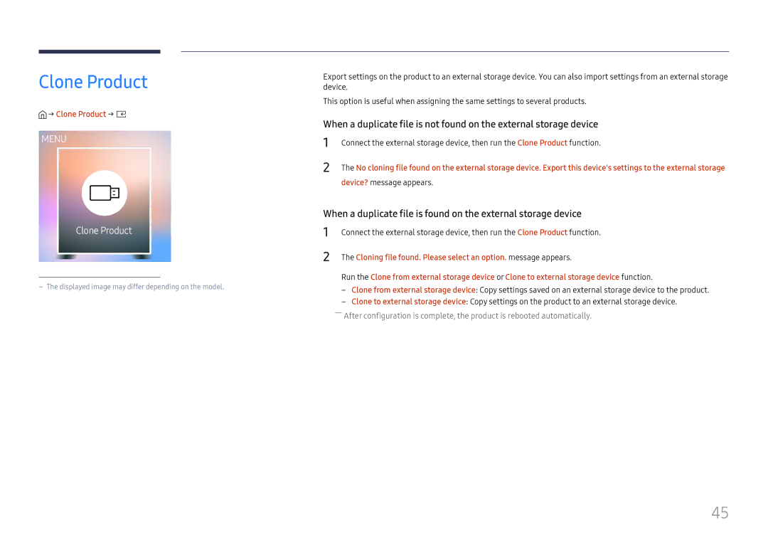 Samsung LH060IFHSDS/UE, SBB-SNOWH3U/EN, LH025IFHSAS/EN, LH025IFHTAS/EN manual → Clone Product → E, Device? message appears 