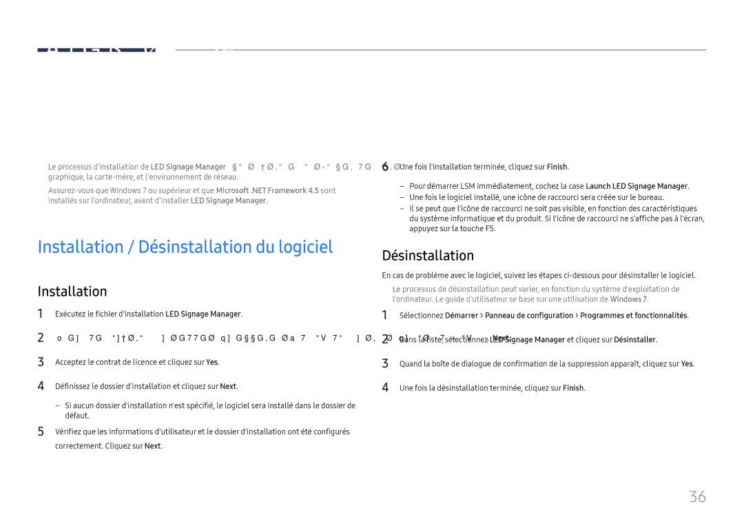Samsung SBB-SNOWH3U/EN, LH025IFHSAS/EN manual Utiliser LED Signage Manager, Installation / Désinstallation du logiciel 