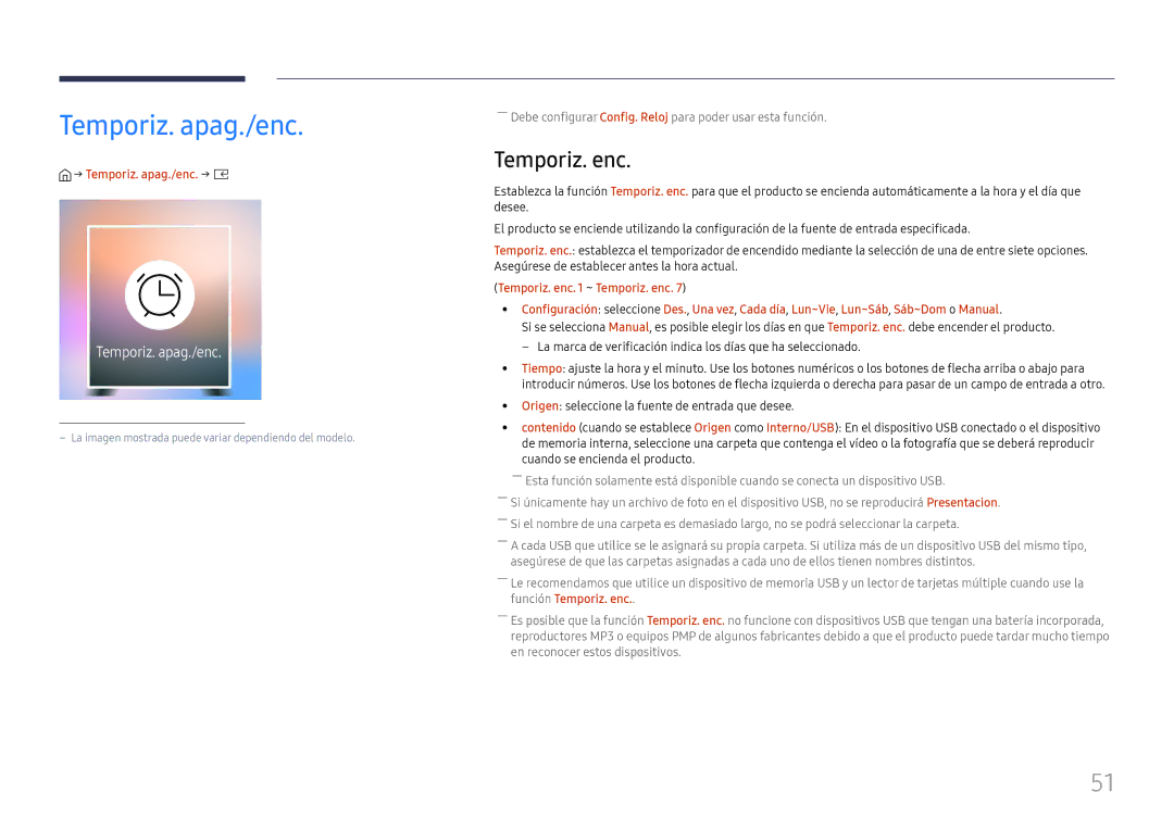 Samsung LH015IFHTAS/EN, SBB-SNOWH3U/EN, LH025IFHSAS/EN, LH025IFHTAS/EN manual Temporiz. enc, → Temporiz. apag./enc. → E 