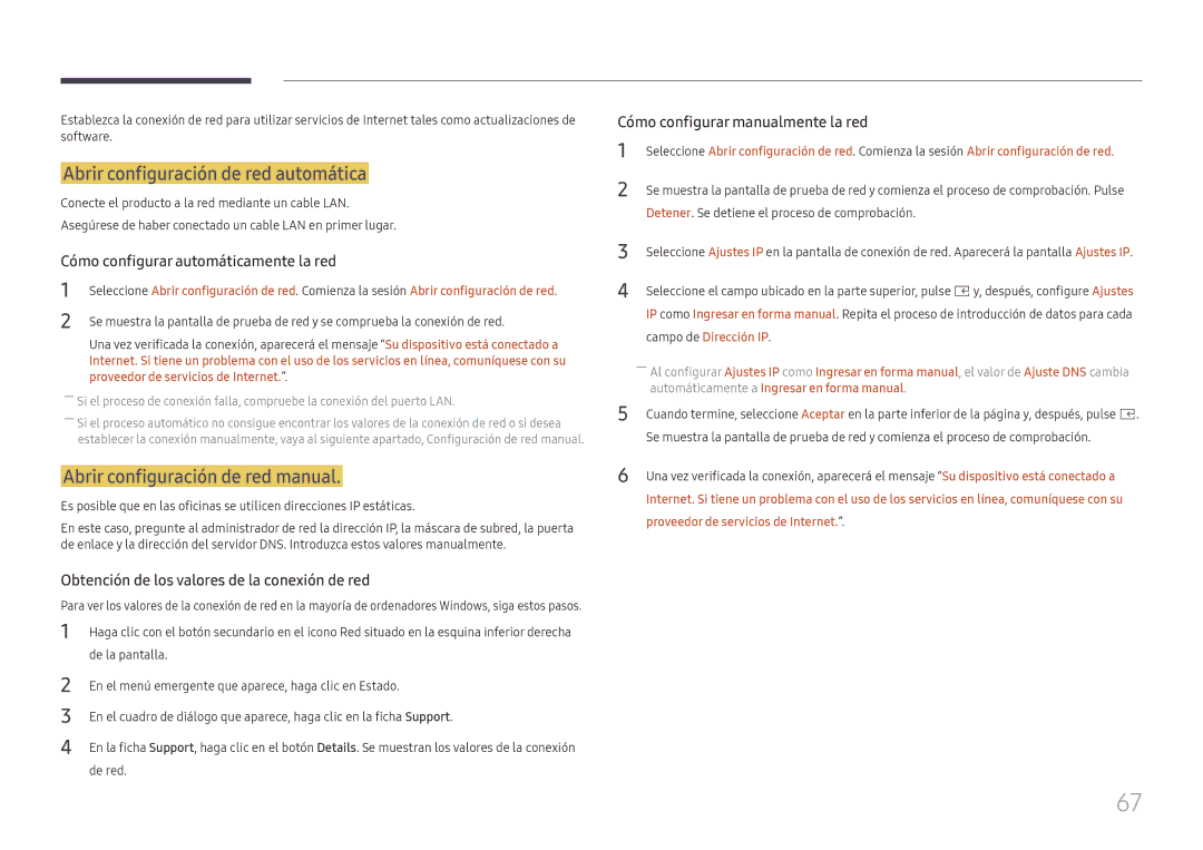 Samsung LH025IFHSAS/EN, SBB-SNOWH3U/EN Abrir configuración de red automática, Abrir configuración de red manual 