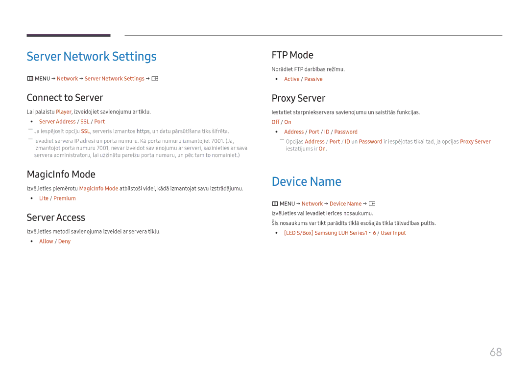 Samsung SBB-SNOWH3U/EN, LH025IFHSAS/EN manual Server Network Settings, Device Name 