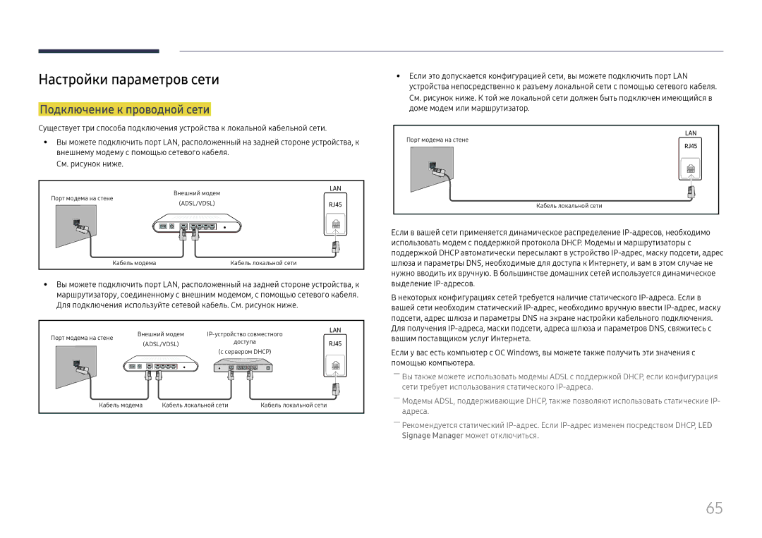 Samsung LH025IFHSAS/EN, SBB-SNOWH3U/EN manual Подключение к проводной сети, См. рисунок ниже 