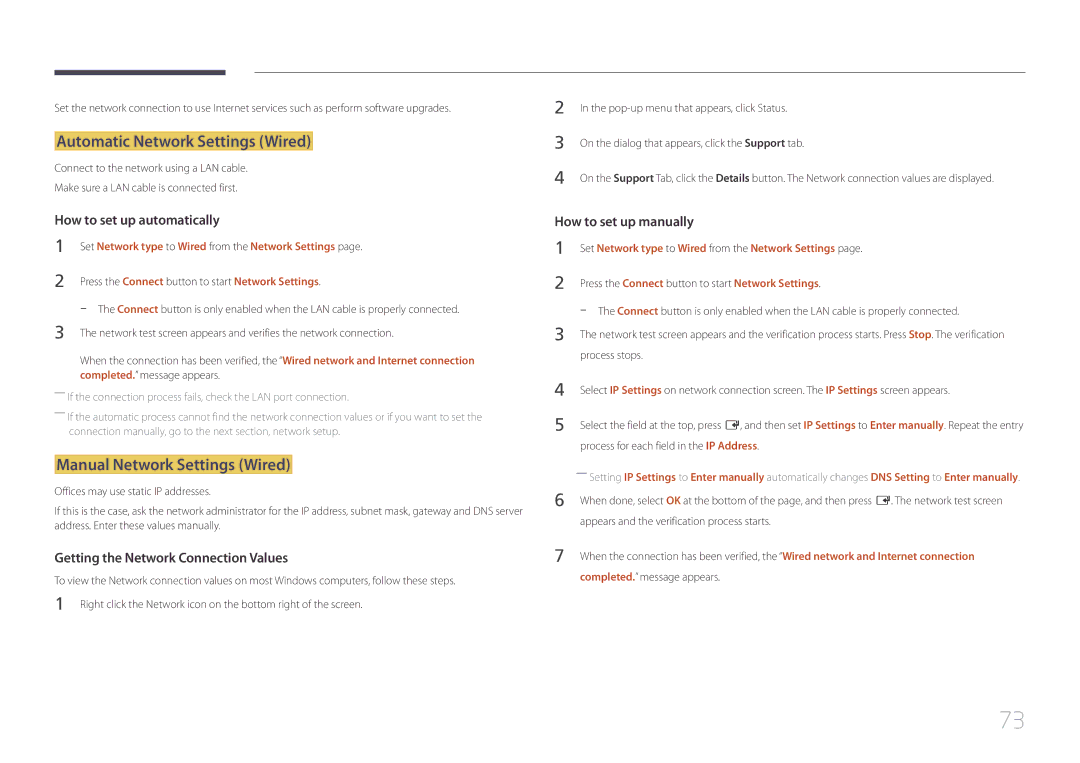 Samsung SBB-SS08EL1/XY, SBB-SS08EL1/EN manual Automatic Network Settings Wired, Manual Network Settings Wired 