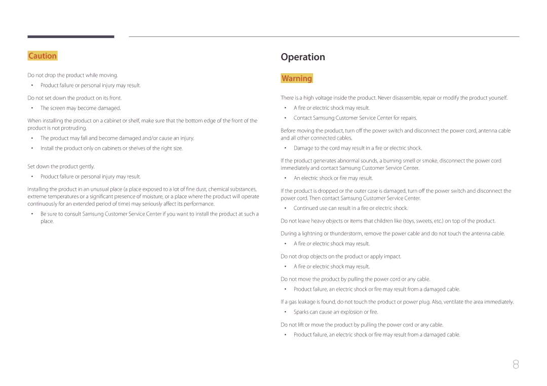 Samsung SBB-SS08EL1/EN, SBB-SS08EL1/XY manual Operation 