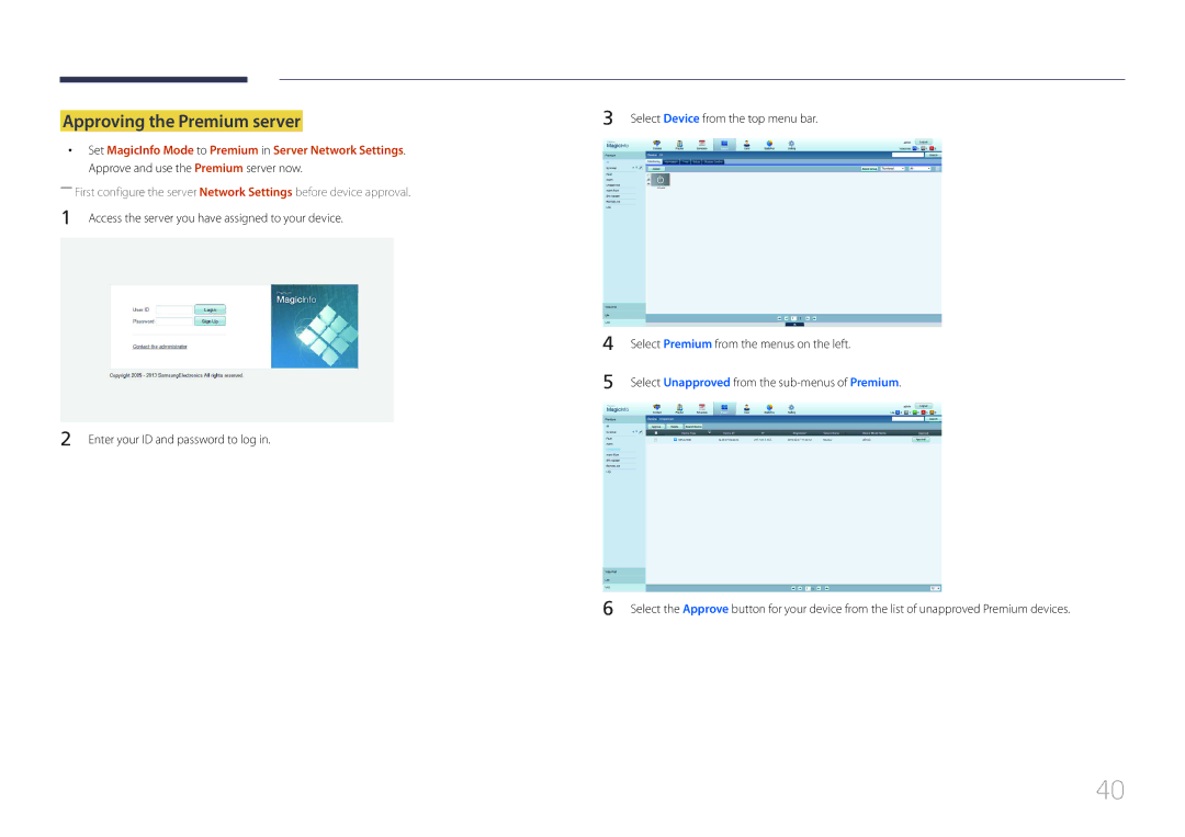 Samsung SBB-SS08EL1/EN, SBB-SS08EL1/XY manual Approving the Premium server 