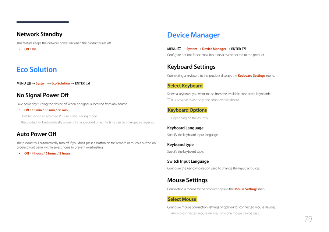 Samsung SBB-SS08EL1/EN, SBB-SS08EL1/XY manual Eco Solution, Device Manager 