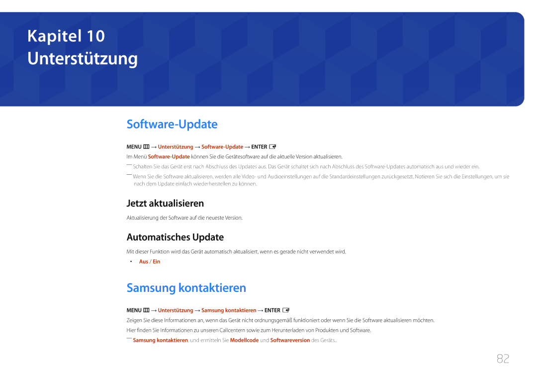 Samsung SBB-SS08EL1/EN Unterstützung, Software-Update, Samsung kontaktieren, Jetzt aktualisieren, Automatisches Update 