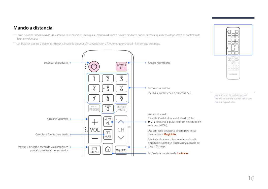 Samsung SBB-SS08EL1/EN manual Mando a distancia 