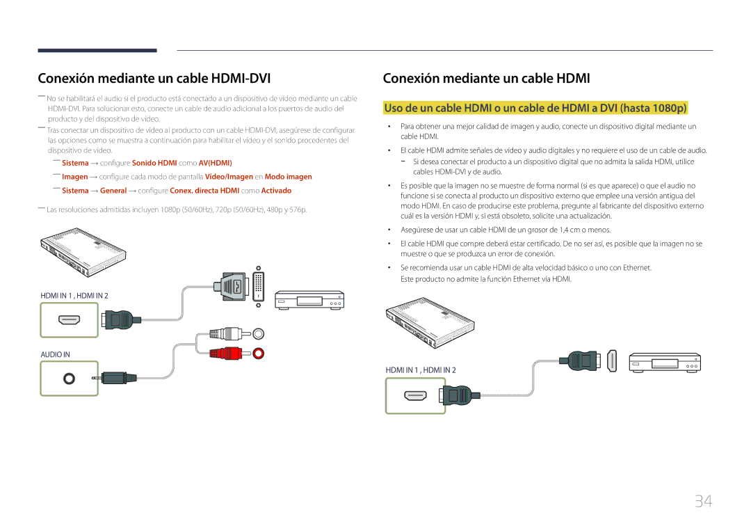 Samsung SBB-SS08EL1/EN manual Conexión mediante un cable Hdmi, Uso de un cable Hdmi o un cable de Hdmi a DVI hasta 1080p 