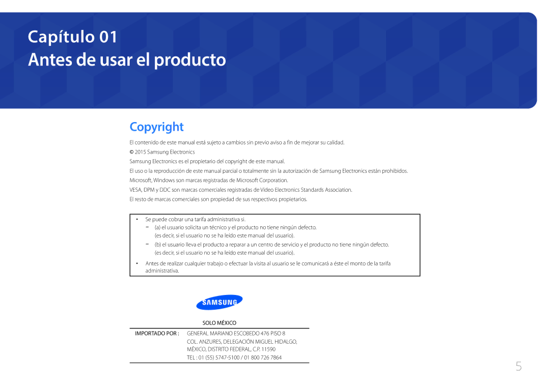 Samsung SBB-SS08EL1/EN manual Antes de usar el producto, Copyright, Se puede cobrar una tarifa administrativa si 