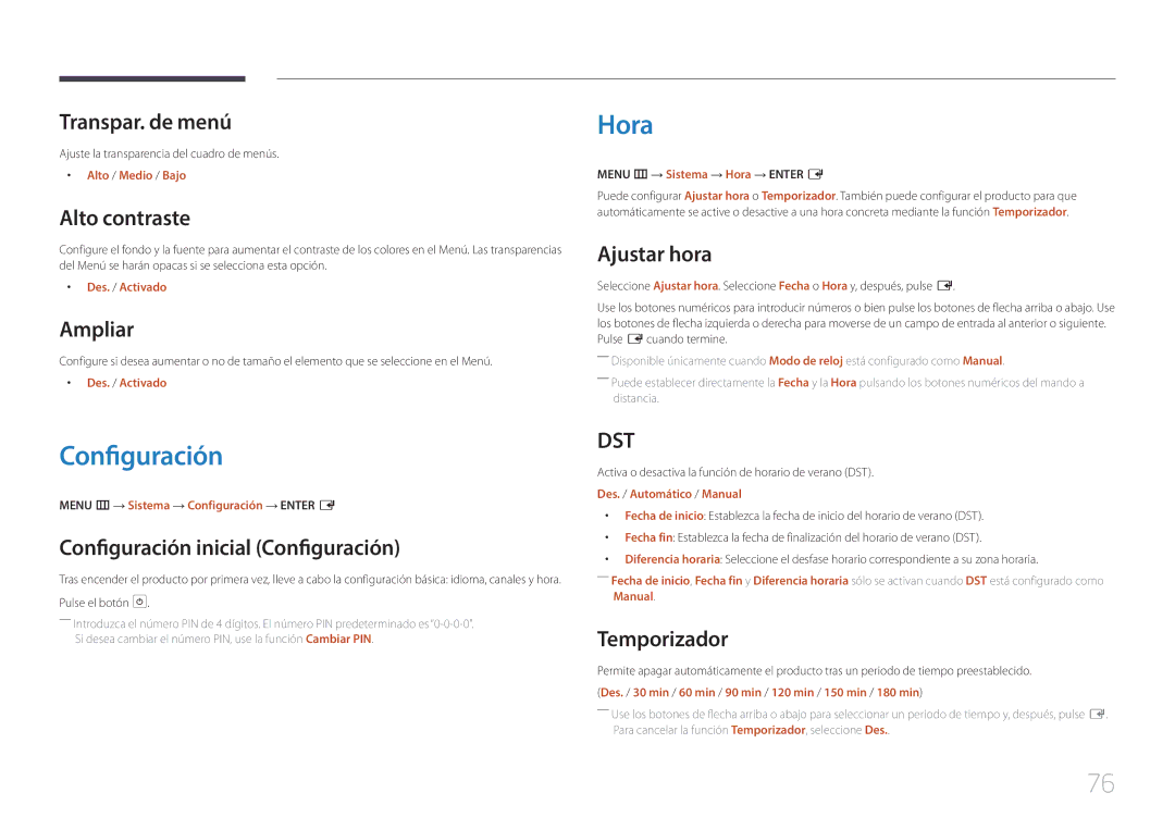 Samsung SBB-SS08EL1/EN manual Configuración, Hora 