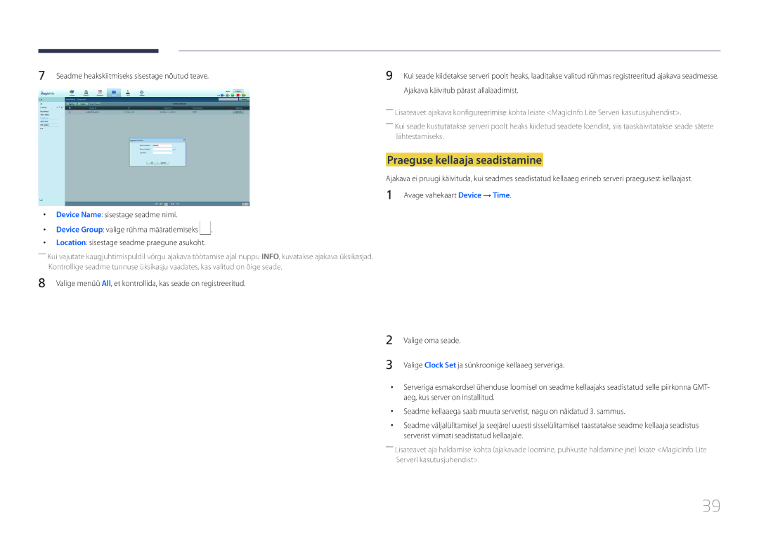 Samsung SBB-SS08EL1/EN manual Praeguse kellaaja seadistamine 