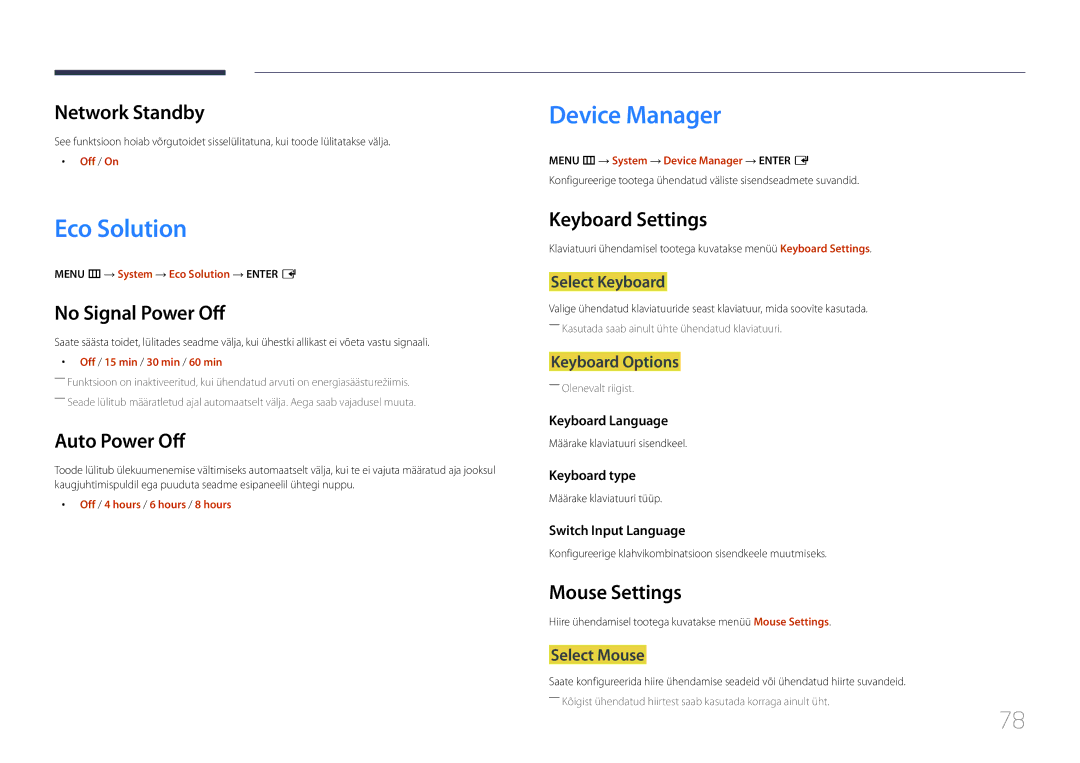 Samsung SBB-SS08EL1/EN manual Eco Solution, Device Manager 