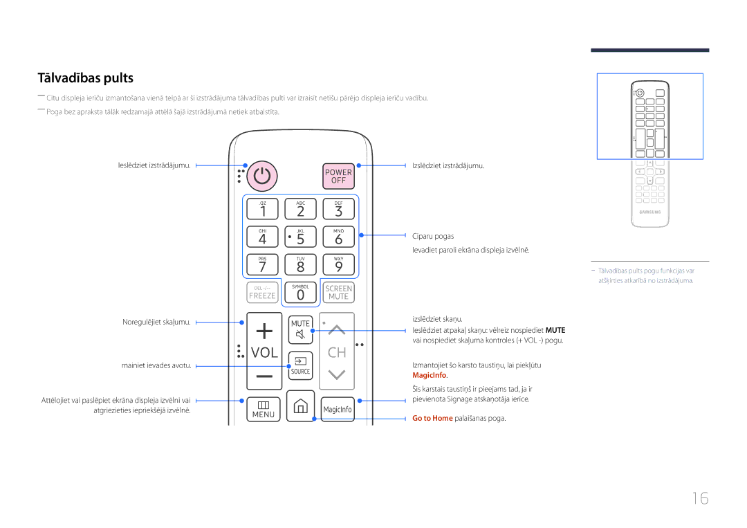 Samsung SBB-SS08EL1/EN manual Tālvadības pults 