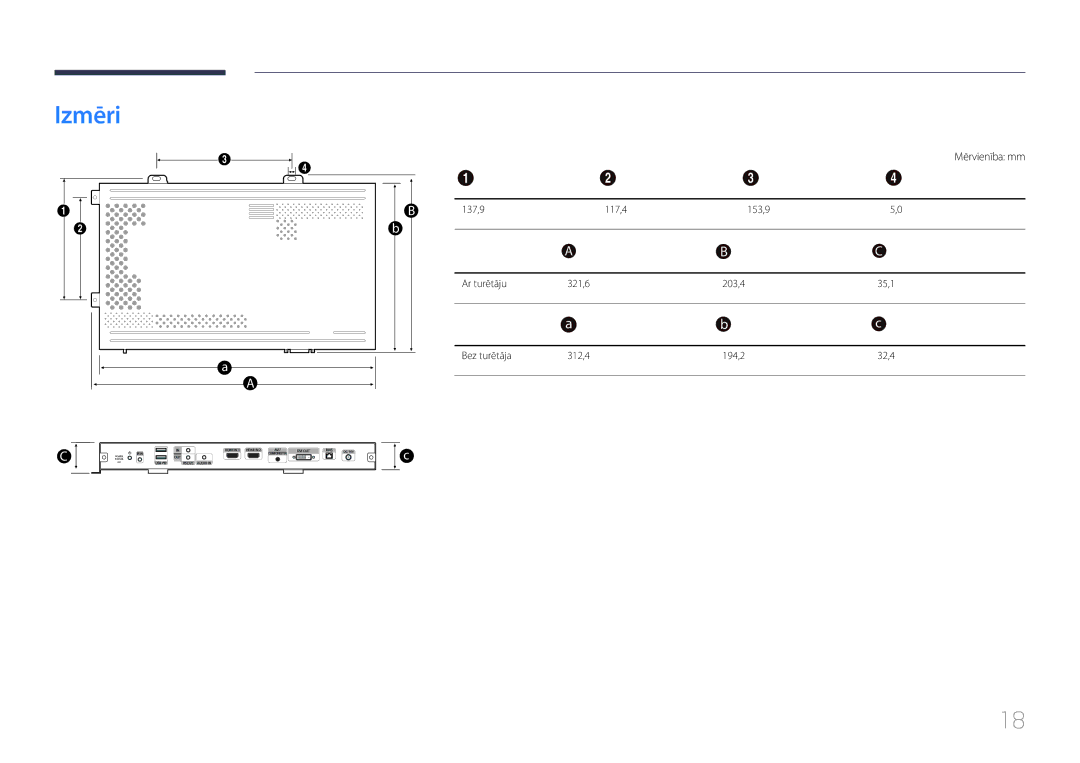 Samsung SBB-SS08EL1/EN manual Izmēri, Mērvienība mm 