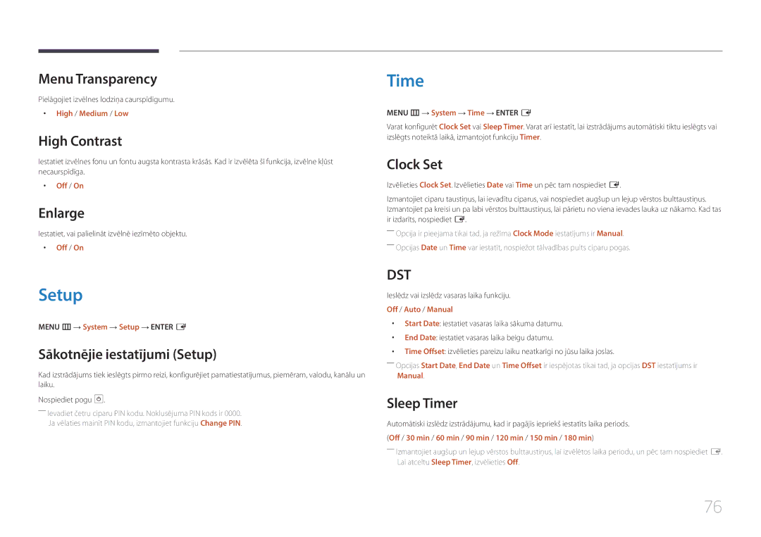 Samsung SBB-SS08EL1/EN manual Time, Setup 