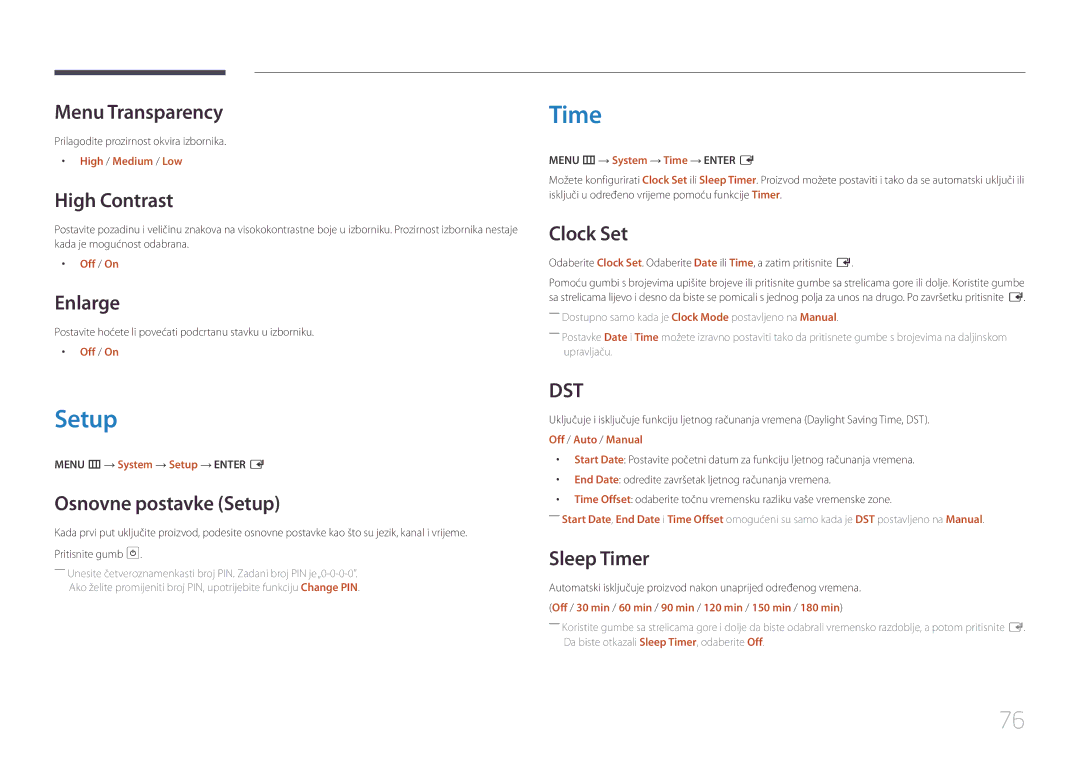 Samsung SBB-SS08EL1/EN manual Time, Setup 